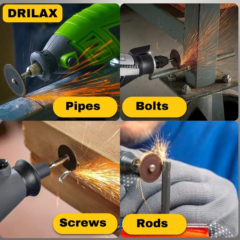 Drilax 25-Pc Rotary Tool Mandrels (1/8" Shank) | Compatible with Dremel 402 Holders for Cut-Off Discs, Grinding Wheels & Polishing Accessories - Image 5